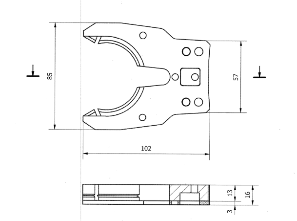 Manina  ISO30 per Thermwood - Nera con rinforzo